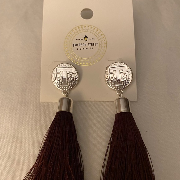 NEW!! Texas A&M Tia Maroon Tassel Earrings - Picture 3 of 4